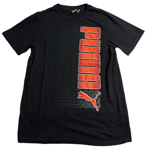 Puma Black Tee T-Shirt Vibrant Red Graphic Athletic Activewear Sport Youth Large